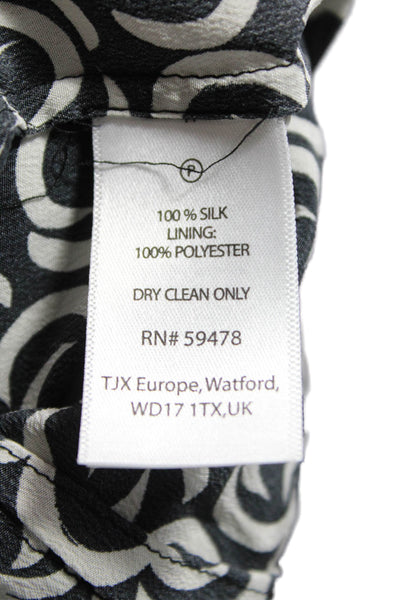 Cynthia Rowley Womens Black Silk Abstract V-Neck Sleeveless Jumpsuit Size 4