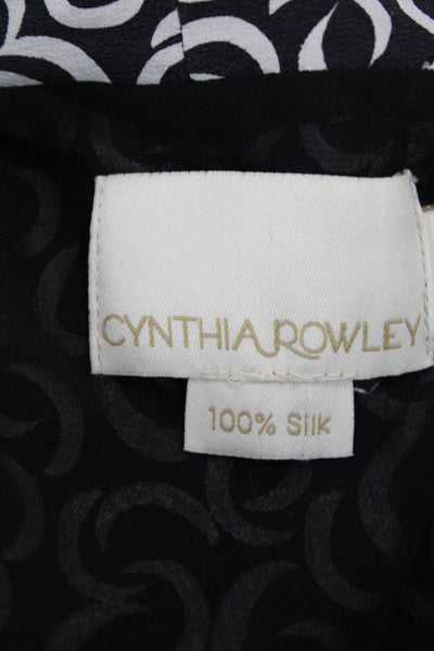 Cynthia Rowley Womens Black Silk Abstract V-Neck Sleeveless Jumpsuit Size 4