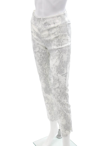 Up! Women Ankle Cropped Pants White Paisley Size 4