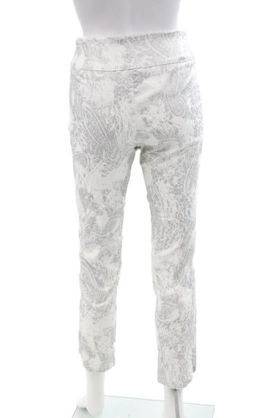 Up! Women Ankle Cropped Pants White Paisley Size 4