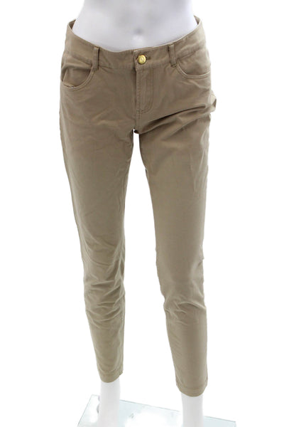 Minnie Rose Women Ankle Chino Khakis Beige Button Size 4