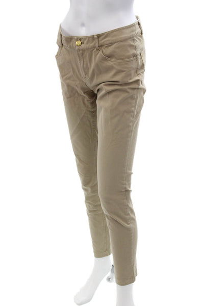 Minnie Rose Women Ankle Chino Khakis Beige Button Size 4