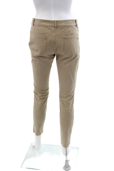 Minnie Rose Women Ankle Chino Khakis Beige Button Size 4