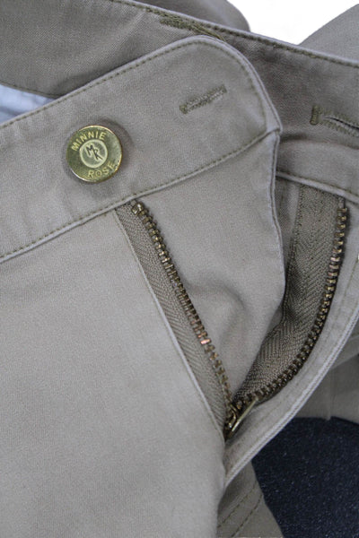 Minnie Rose Women Ankle Chino Khakis Beige Button Size 4