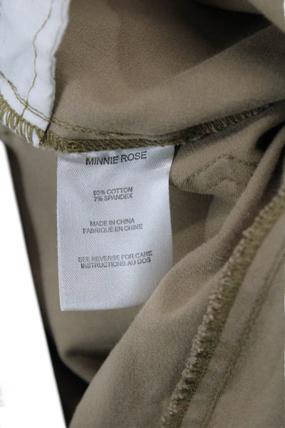 Minnie Rose Women Ankle Chino Khakis Beige Button Size 4
