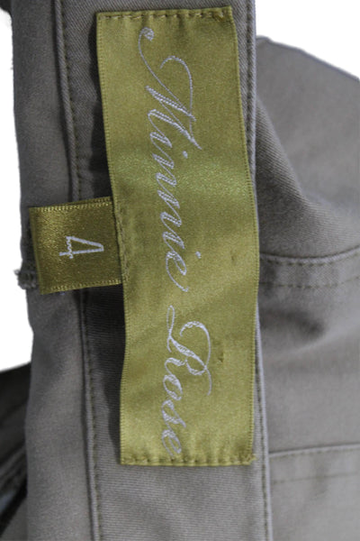 Minnie Rose Women Ankle Chino Khakis Beige Button Size 4
