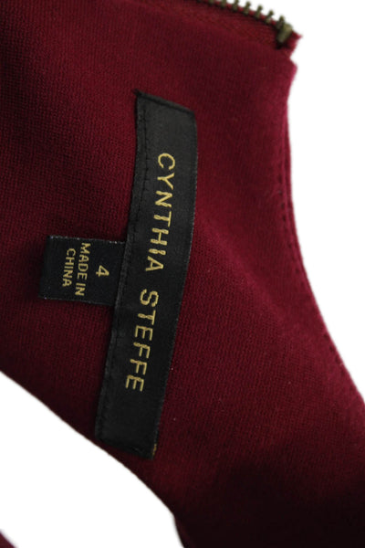 Cynthia Steffe Womens Bodycon Sheath Dress Red Sleeveless Size 4