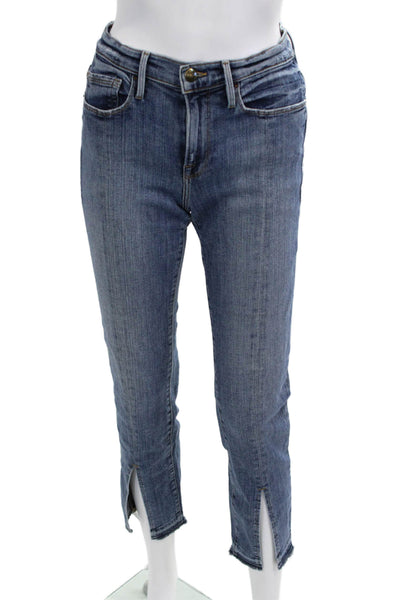 Frame Denim Women Blue Cropped Skinny Jeans High Rise Designer Size 26