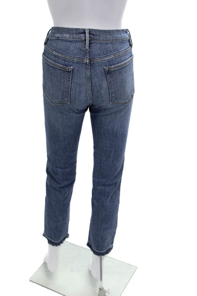 Frame Denim Women Blue Cropped Skinny Jeans High Rise Designer Size 26