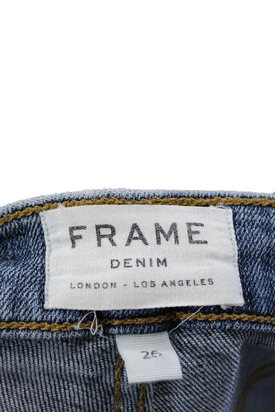 Frame Denim Women Blue Cropped Skinny Jeans High Rise Designer Size 26