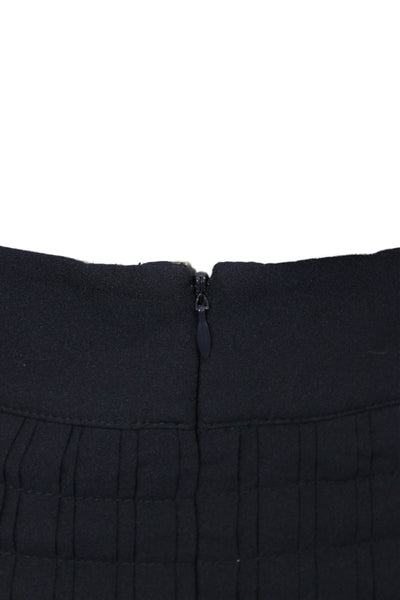 J Crew Women Pleated Mini Skirt Dark Blue 100% Acetate Size 2