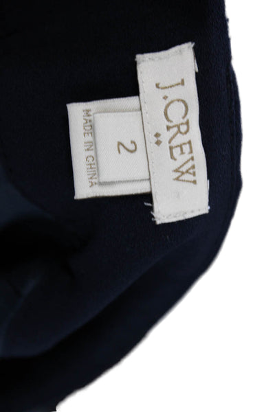 J Crew Women Pleated Mini Skirt Dark Blue 100% Acetate Size 2