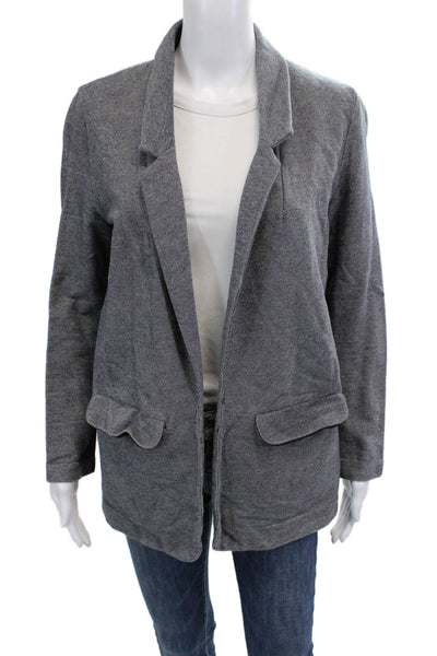Topshop Womens Herringbone Cotton Blazer Gray Drawstring Plus Size 8