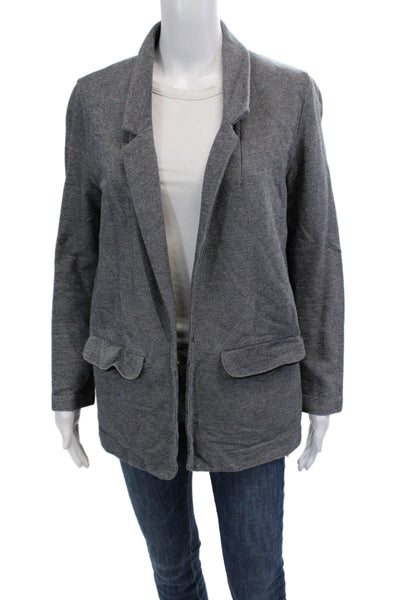 Topshop Womens Herringbone Cotton Blazer Gray Drawstring Plus Size 8
