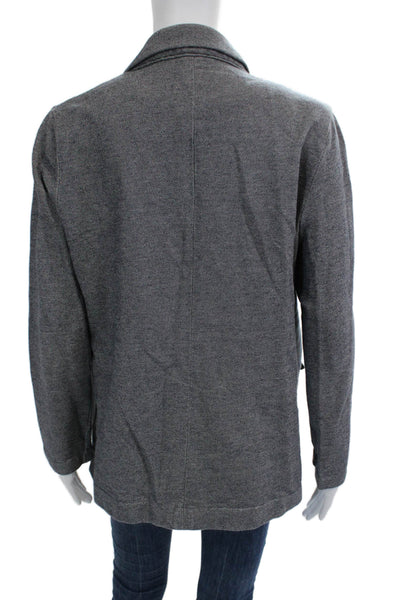 Topshop Womens Herringbone Cotton Blazer Gray Drawstring Plus Size 8