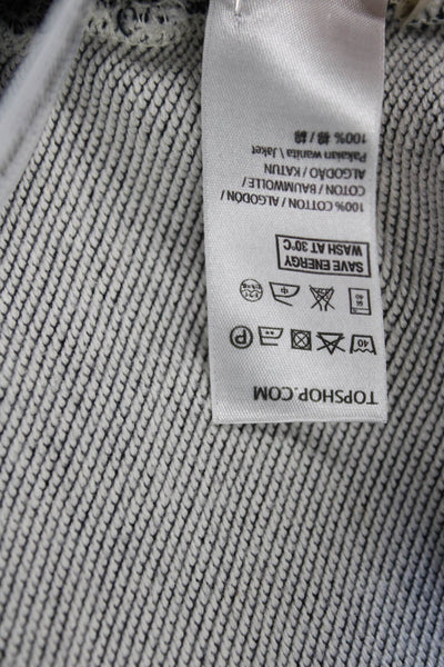 Topshop Womens Herringbone Cotton Blazer Gray Drawstring Plus Size 8