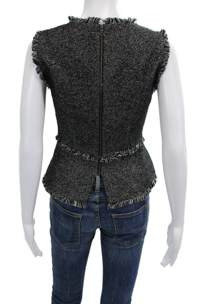 BCBG Max Azria Women Sleeveless Black Herringbone Crew Neck Blouse Size XS