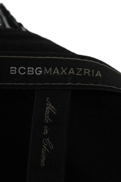 BCBG Max Azria Women Sleeveless Black Herringbone Crew Neck Blouse Size XS