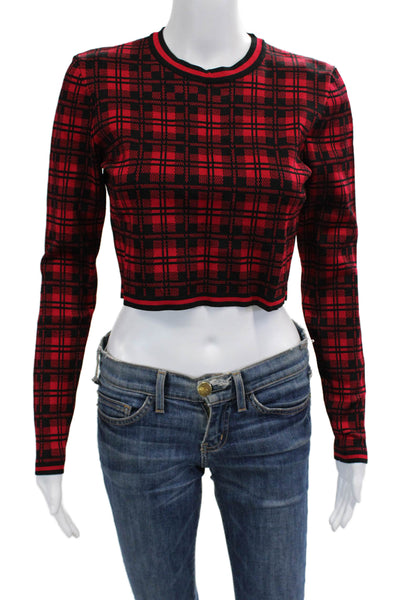 Torn by Ronny Kobo Womens Cropped Ringer T-Shirt Black Long Sleeve Size L