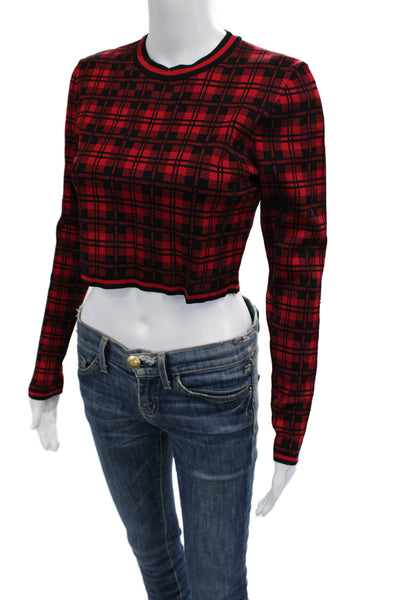 Torn by Ronny Kobo Womens Cropped Ringer T-Shirt Black Long Sleeve Size L