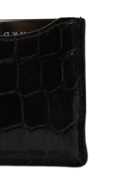 Tardini Womens Genuine American Alligator Compact Mirror Case Dark Brown