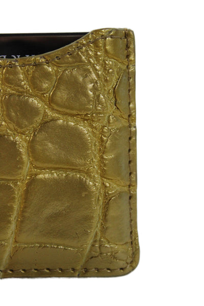 Tardini Womens Genuine American Alligator Compact Mirror Case Matte Gold