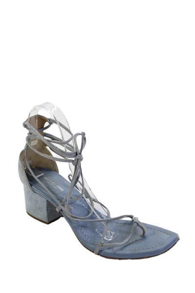 Michael Kors Collection Womens Leather Strappy Sandals Heels Blue Size 38.5 8.5