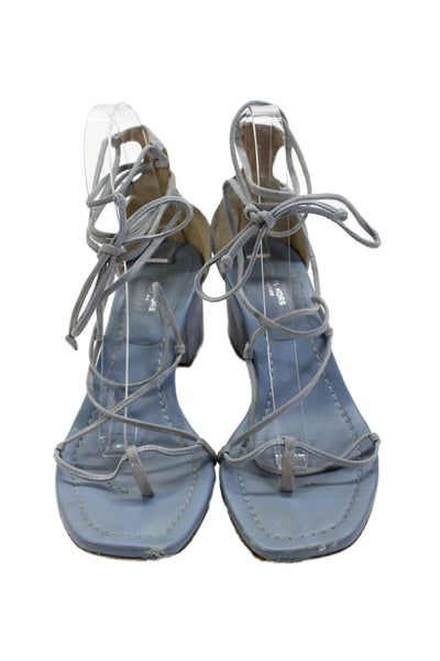 Michael Kors Collection Womens Leather Strappy Sandals Heels Blue Size 38.5 8.5
