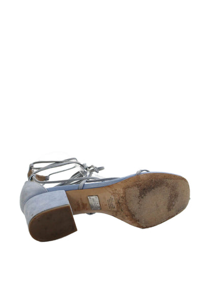 Michael Kors Collection Womens Leather Strappy Sandals Heels Blue Size 38.5 8.5