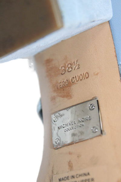 Michael Kors Collection Womens Leather Strappy Sandals Heels Blue Size 38.5 8.5