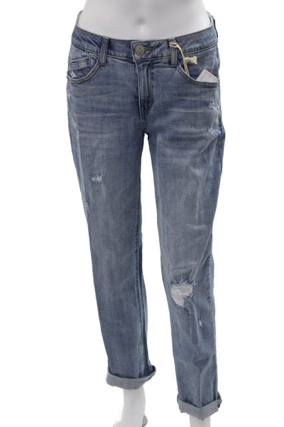 Democracy Women Boyfriend Jeans Blue Mid Rise Button 29 Inseam Size 4