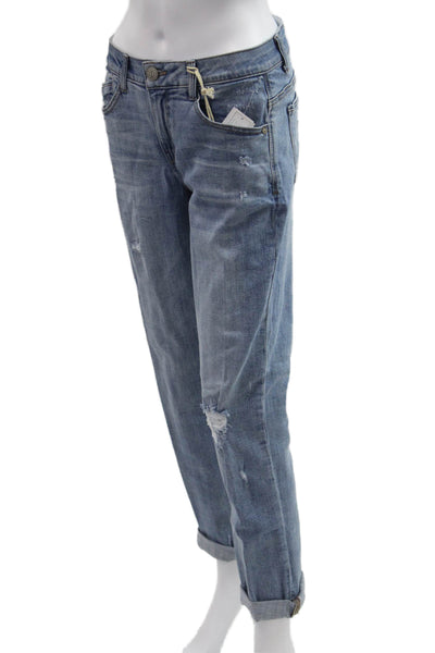 Democracy Women Boyfriend Jeans Blue Mid Rise Button 29 Inseam Size 4