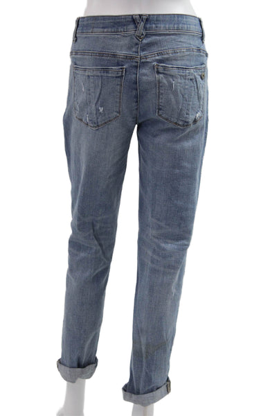 Democracy Women Boyfriend Jeans Blue Mid Rise Button 29 Inseam Size 4