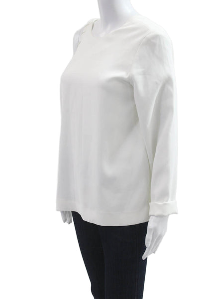 IRO Womens V-Neck White Blouse Long Sleeve 100% Polyester Designer Size 40