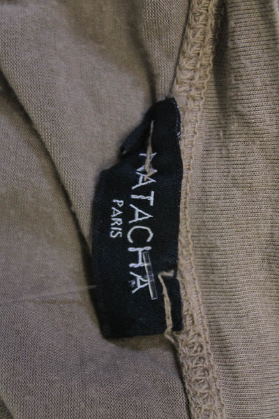 Natacha Womens Army Beige Basic V-Neck Short Sleeve T-Shirt Polyester Size S