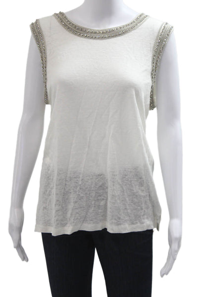 Generation Love Womens White Crew Neck Sleeveless Tank Designer Size L