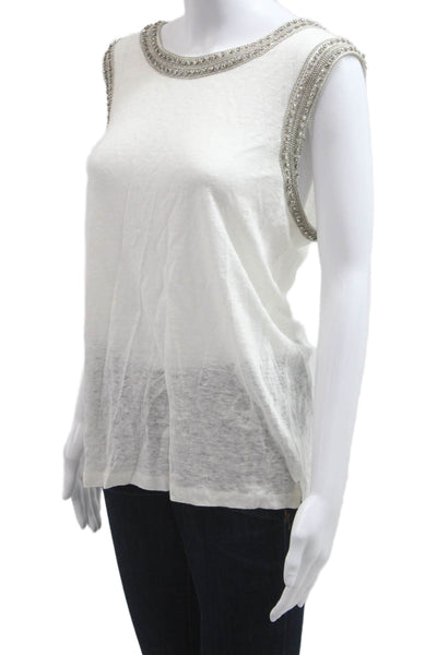 Generation Love Womens White Crew Neck Sleeveless Tank Designer Size L