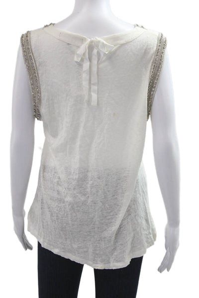 Generation Love Womens White Crew Neck Sleeveless Tank Designer Size L