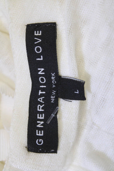 Generation Love Womens White Crew Neck Sleeveless Tank Designer Size L