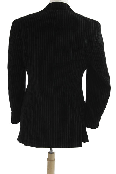 Calvin Klein Mens Black Striped Cotton Blend Blazer Long Sleeve Size 44