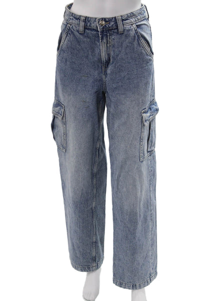 Divided Unisex Wide Leg Blue Cotton Jeans Mid Rise Size 2