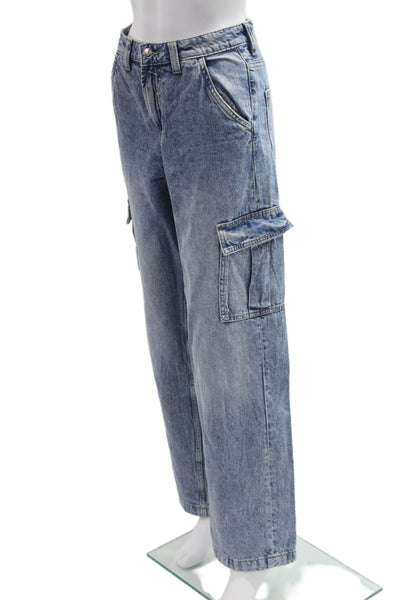 Divided Unisex Wide Leg Blue Cotton Jeans Mid Rise Size 2