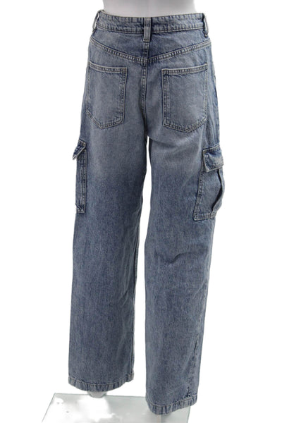 Divided Unisex Wide Leg Blue Cotton Jeans Mid Rise Size 2