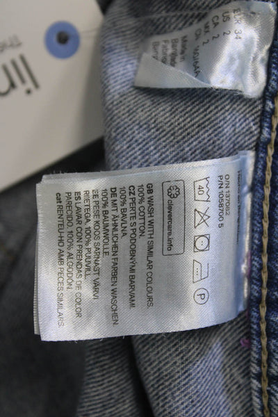 Divided Unisex Wide Leg Blue Cotton Jeans Mid Rise Size 2
