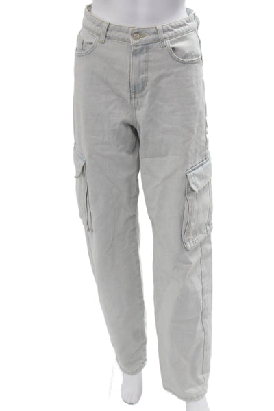 Zara Unisex Cargo Pants Gray 100% Cotton Mid Rise Inseam 29 Size 0