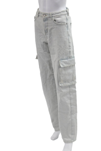 Zara Unisex Cargo Pants Gray 100% Cotton Mid Rise Inseam 29 Size 0