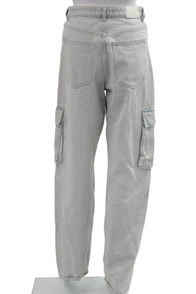 Zara Unisex Cargo Pants Gray 100% Cotton Mid Rise Inseam 29 Size 0