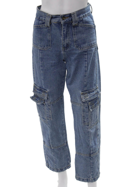 Lioness Unisex Cropped Straight Blue Jeans Size XS
