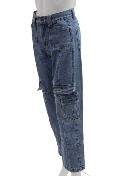 Lioness Unisex Cropped Straight Blue Jeans Size XS