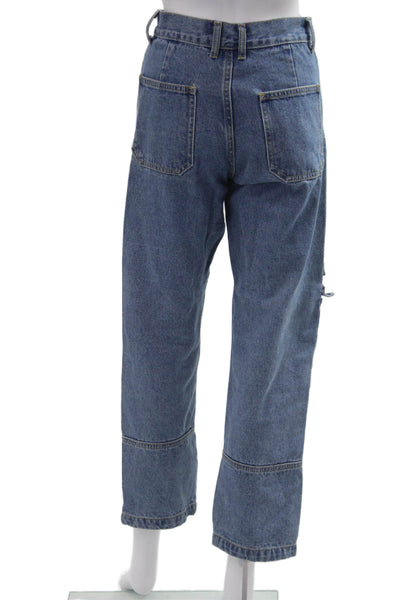 Lioness Unisex Cropped Straight Blue Jeans Size XS